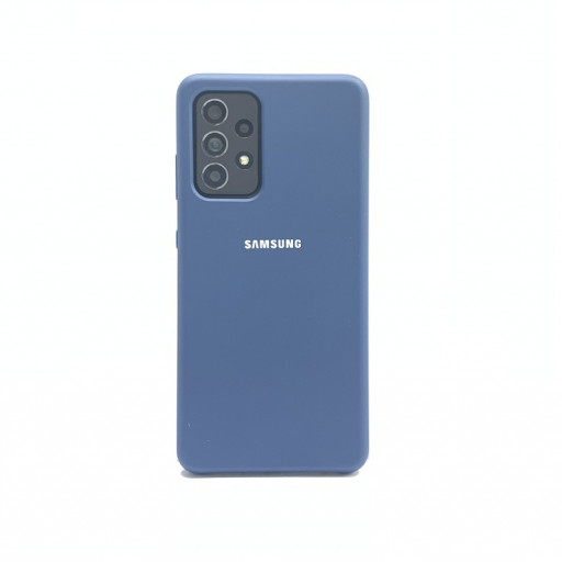 Накладка силиконовая для смартфона Samsung Galaxy A52 с логотипом (синяя)