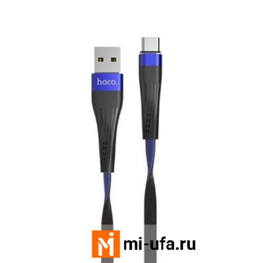 Кабель USB HOCO U39 Slender Charging Data Cable Type-C 1m (черный/синий)
