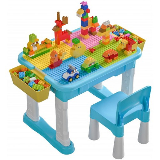 Многофункциональный детский стол 6-в-1 со стулом и конструктором