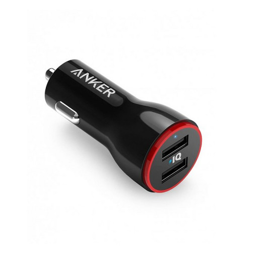 Автомобильное зарядное устройство Anker PowerDrive 2 24W Dual + кабель Miicro USB A2310 (черный)