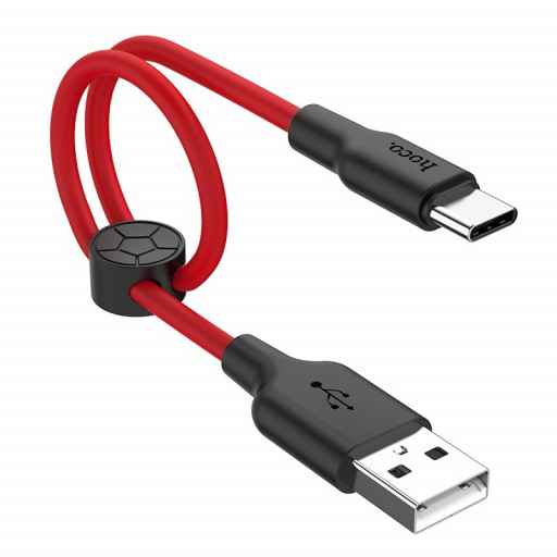 Kабель USB Hoco X21 Plus Silicone Series Type-C Cable 0,25m (черно-красный)
