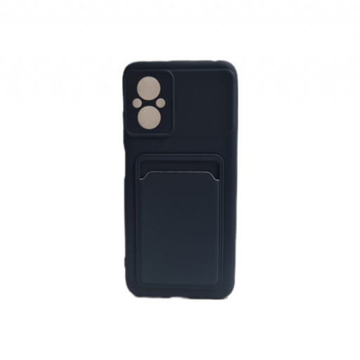 Накладка силиконовая с кармашком для смартфона Poco M5 (синяя)