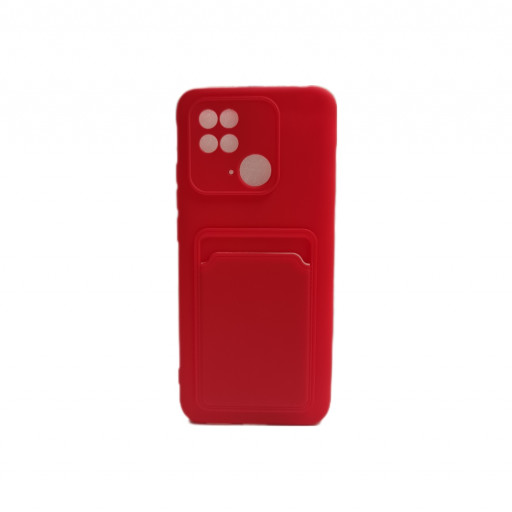 Накладка силиконовая с кармашком для смартфона Redmi 10C (красная)