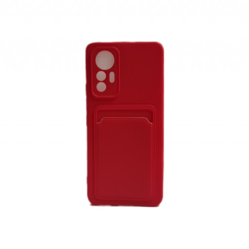 Накладка силиконовая с кармашком для смартфона Xiaomi 12 Lite (красная)