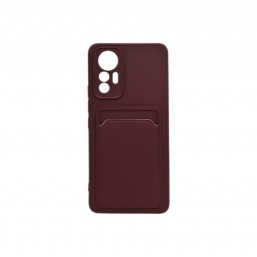 Накладка силиконовая с кармашком для смартфона 12 Lite (бордовая)