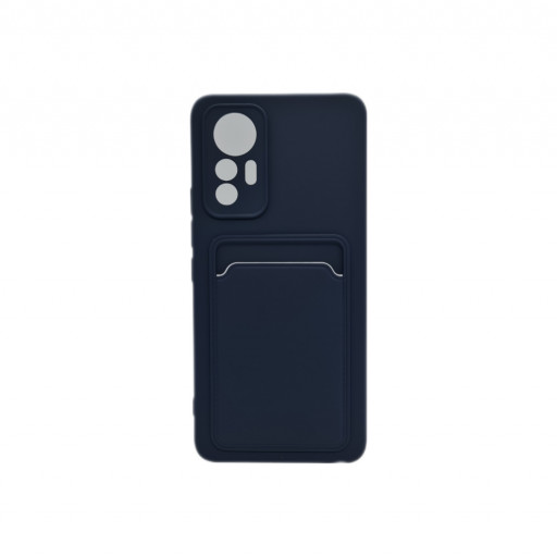 Накладка силиконовая с кармашком для смартфона 12 Lite (синяя)