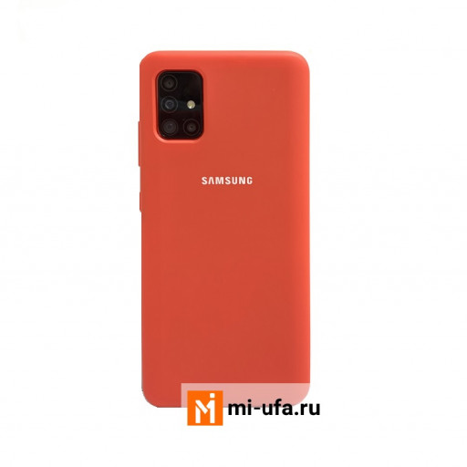 Силиконовая накладка для смартфона Samsung Galaxy A51 с логотипом (красная)