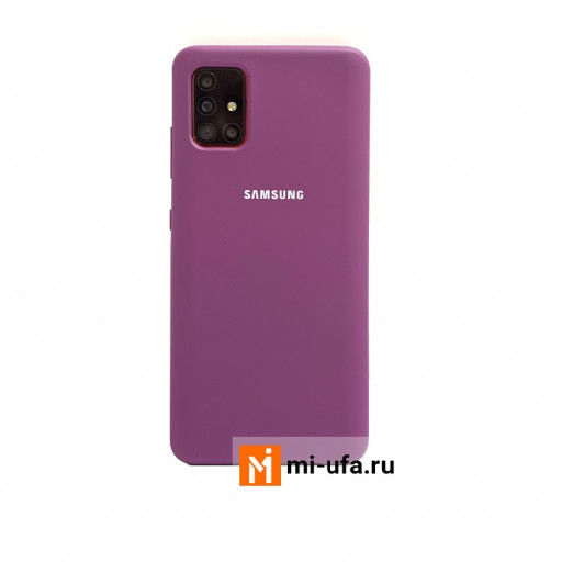 Силиконовая накладка для смартфона Samsung Galaxy A51 с логотипом (фиолетовая)