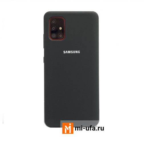 Силиконовая накладка для смартфона Samsung Galaxy A51 с логотипом (черная)