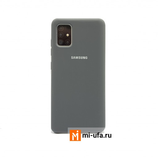 Силиконовая накладка для смартфона Samsung Galaxy A51 с логотипом (серая)