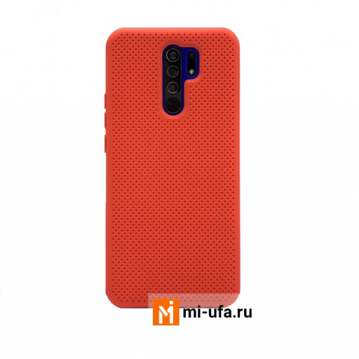 Накладка силиконовая для смартфона Redmi 9 с эффектом перфорации (красная)