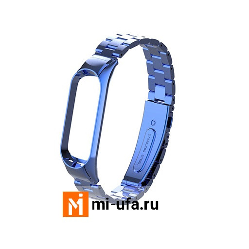 Сменный ремешок для Xiaomi Mi Band 5/Mi Band 6 металлический блочный (голубой)